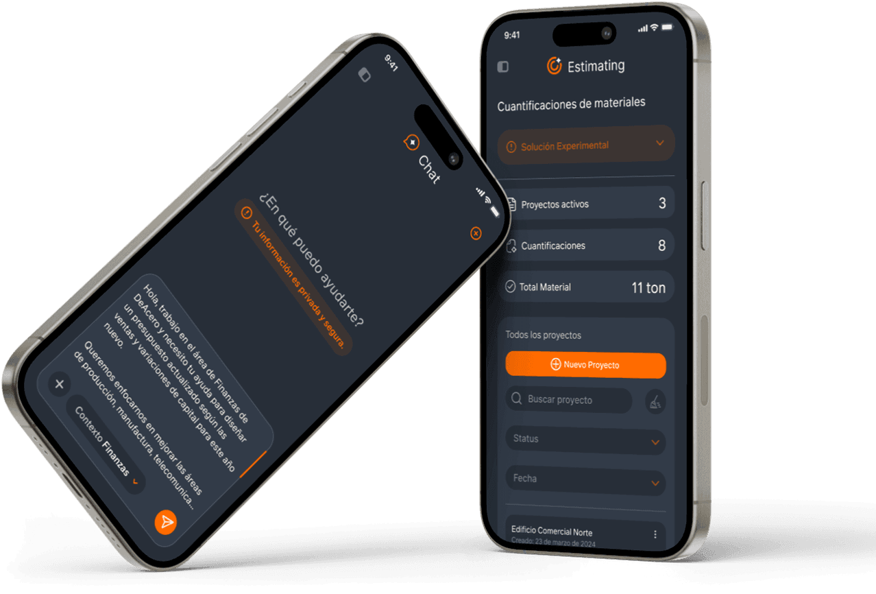 DeAcero app mockups